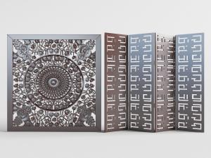 中式实木雕花构件、屏风