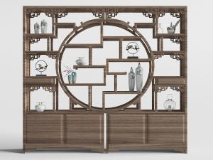 中式实木中间圆形收纳的装饰柜