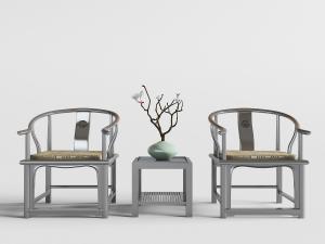 中式太师椅、扶手椅和茶几