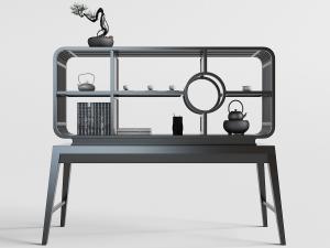 新中式四脚端景台、饰品摆件3d模型 新中式四脚端景台、饰品摆件
