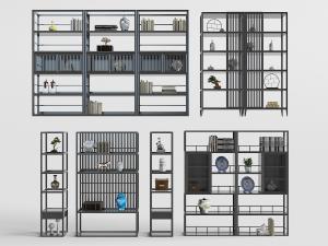 新中式开放式装饰柜组合