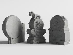 中式石雕石鼓、石狮雕塑雕刻