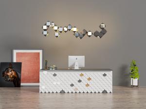 现代装饰鱼鳞的前台接待台