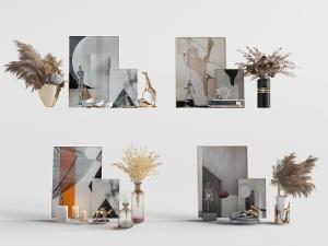 现代金属人物雕塑、装饰画和花瓶饰品摆件