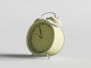 苹果绿的圆形金属闹钟3d模型 苹果绿的圆形金属闹钟