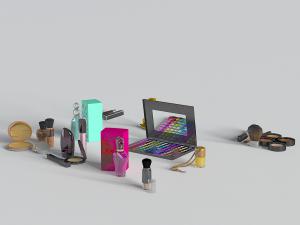 香水、指甲油、粉饼粉扑和彩妆化妆品