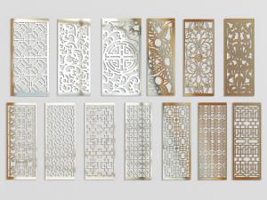 新中式金属雕花隔断3d模型 新中式金属雕花隔断