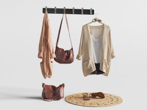 玄关衣服、皮包衣架3d模型 玄关衣服、皮包衣架