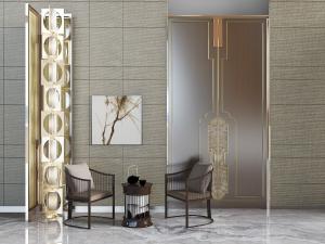 新中式实木单人沙发、边几和背景墙3d模型 新中式实木单人沙发、边几和背景墙