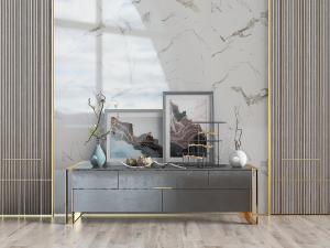 新中式玄关装饰柜、电视柜和饰品摆件3d模型 新中式玄关装饰柜、电视柜和饰品摆件