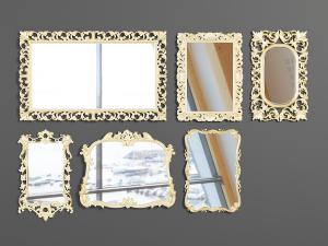 欧式带有雕花边框的长方形装饰镜子