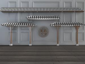 装饰有中式古建门头的背景墙