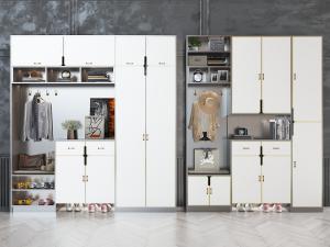 现代白色带有卡座的玄关柜3d模型 现代白色带有卡座的玄关柜