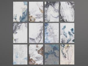 新中式四联抽象装饰挂画3d模型 新中式四联抽象装饰挂画