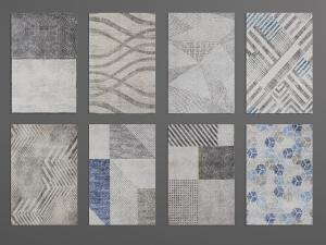 新中式做旧长方形地毯3d模型 新中式做旧长方形地毯