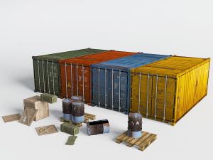 红黄蓝绿实木集装箱