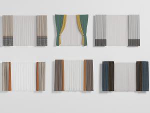 新中式拼接撞色双扇窗帘