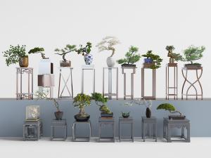 中式带有花架的盆景盆栽