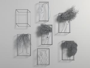 现代抽象黑色金属人物墙面装饰