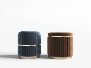 现代装饰金属元素的布艺沙发凳