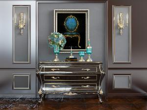 欧式古典带抽屉雕花拉手的装饰柜、饰品摆件