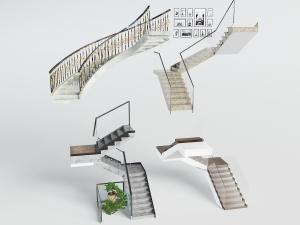 欧式大理石台阶的扶手楼梯3d模型 欧式大理石台阶的扶手楼梯