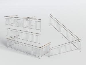 现代不锈钢条形护栏3d模型 现代不锈钢条形护栏