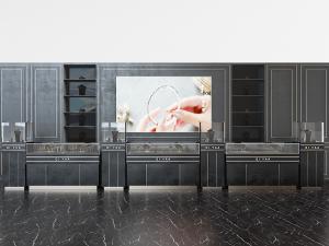 现代黑色超市金银宝石首饰展柜