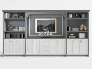 简欧灰色带白色柜门的装饰柜、酒柜3d模型 简欧灰色带白色柜门的装饰柜、酒柜