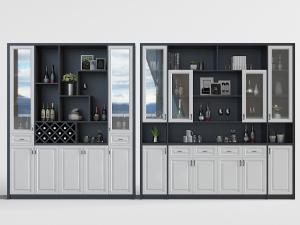 现代白色和黑色拼接的酒柜3d模型 现代白色和黑色拼接的酒柜