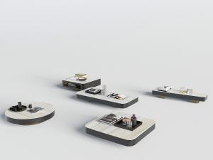 新中式圆形方形和长方形茶几3d模型 新中式圆形方形和长方形茶几