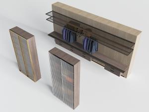 现代更衣室带磨砂玻璃柜门的衣柜