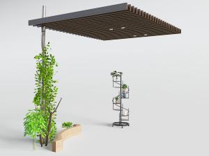 户外社区实木栅格吊顶花架植物