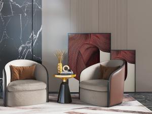 新中式枣红色皮革靠背单人沙发3d模型 新中式枣红色皮革靠背单人沙发