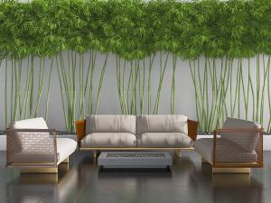 新中式户外庭院多人沙发、竹子