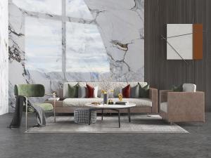 现代轻奢多人沙发、单人沙发和休闲椅组合