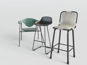 黑色金属支架的吧椅、休闲椅