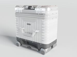 银色带滑轮的行李箱3d模型 银色带滑轮的行李箱