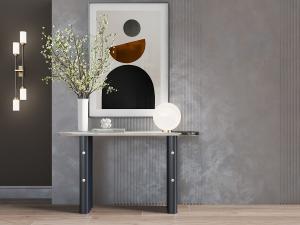 新中式玄关装饰柜、壁灯和饰品摆件组合