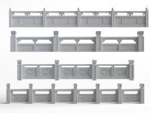 中式古式石雕建筑栏杆、护栏3d模型 中式古式石雕建筑栏杆、护栏