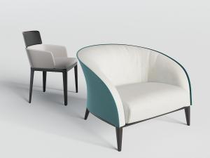 新中式单人沙发、休闲椅组合3d模型 新中式单人沙发、休闲椅组合