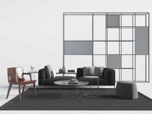 现代、新中式多人沙发、休闲椅和坐墩组合