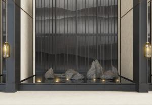 新中式客厅、大堂石头园艺小品