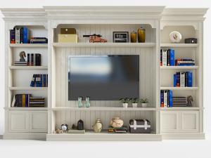 简欧、美式白色电视柜、书柜