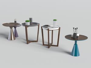 多款托盘式圆形茶几、边几3d模型 多款托盘式圆形茶几、边几