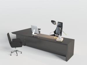 现代深实木转角办公老板桌椅组合