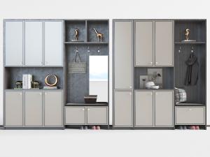 新中式带卡座的玄关柜、鞋柜3d模型 新中式带卡座的玄关柜、鞋柜