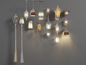 欧式落地灯、吊灯和壁灯组合