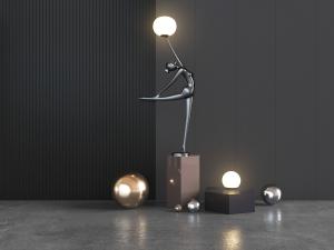 现代人物雕刻造型的落地灯