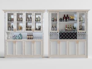 欧式白色带有花纹纹理装饰的酒柜、餐边柜3d模型 欧式白色带有花纹纹理装饰的酒柜、餐边柜